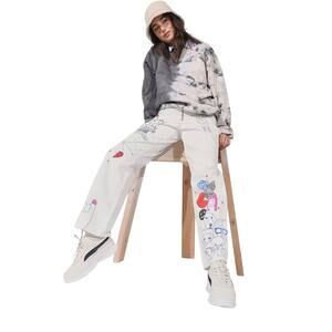 UO BDG Women’s Doodle Carpenter Style Wide Leg High Rise Ivory Jeans